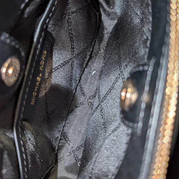 Michael Kors Black Crossbody with Gold Chain and Turn-Lock